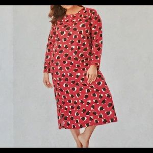 L/S Cotton Polar Bear  Red Henley Sleep Shirt 46”